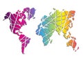 Multi-colored world map on a white background. Royalty Free Stock Photo